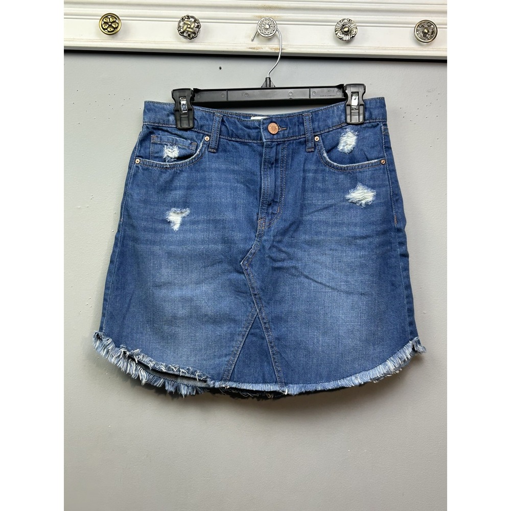 William Rast Denim Skirt Womens 28 Distressed Raw Hem Mini Jean Junior‎
